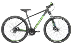 KENZEL Bicykel Q KJU: 100 matný čierny/zelený, Veľkosť kolesa 29”, Veľkosť rámu 17”