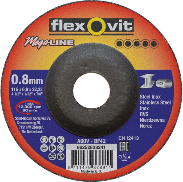 FLEXOVIT Kotúč 115x0,8x22  MegaLine oceľ/nerez