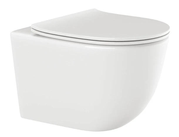 Závesné wc TINOS, Rimless biele 49,5 x 36,5 cm, CE-91-001-W